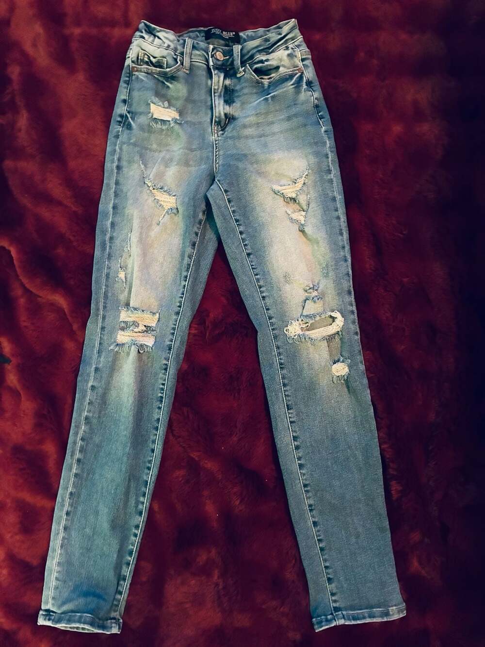 Judy Blue High Rise Distressed Skinny Jeans Sz 0/24 A566